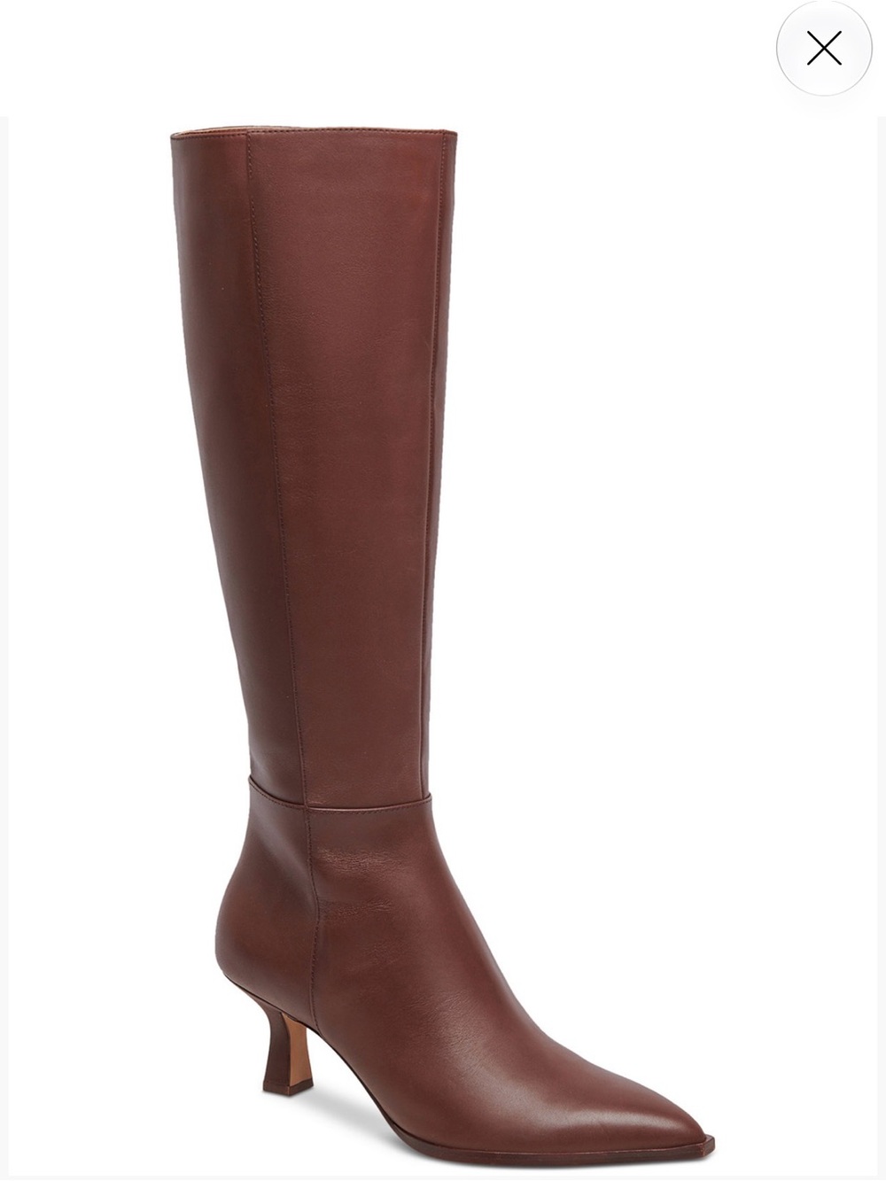 Dolce Vita Auggie Leather Kitten-Heel Knee-High Dress Boots Chocolate Brown 9M
